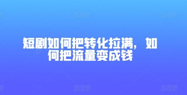 短剧如何把转化拉满，如何把流量变成钱-小艾项目网