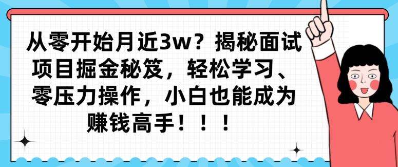 从零开始月近3w？揭秘面试项目掘金秘笈，轻松学习、零压力操作，小白也能成为赚钱高手-小艾项目网