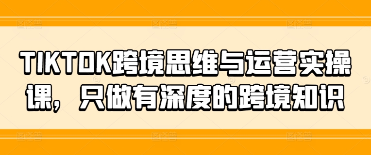 TIKTOK跨境思维与运营实操课，只做有深度的跨境知识-小艾项目网