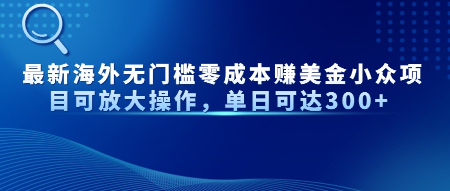 最新海外无门槛零成本赚美金小众项目可放大操作，单日可达300+-小艾项目网