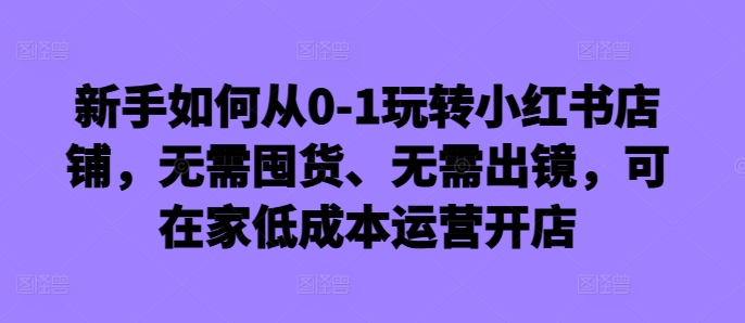 新手如何从0-1玩转小红书店铺，无需囤货、无需出镜，可在家低成本运营开店-小艾项目网