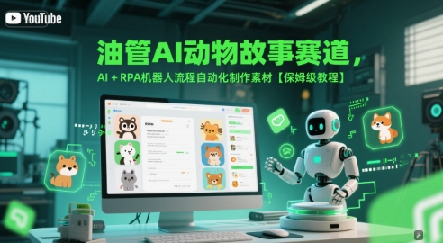 油管AI动物故事赛道，AI+RPA机器人流程自动化制作素材【保姆级教程】-小艾项目网