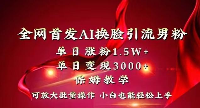 全网首发Ai换脸引流男粉，单日涨粉1.5w+，单日变现3000+，小白也能轻松上手拿结果【揭秘】-小艾项目网
