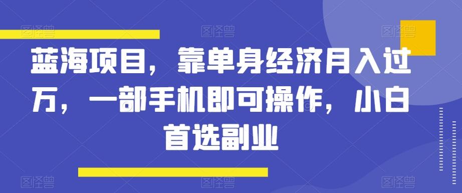 蓝海项目，靠单身经济月入过万，一部手机即可操作，小白首选副业【揭秘】-小艾项目网