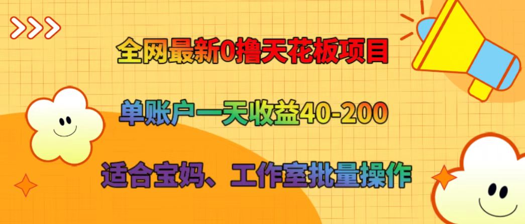全网最新0撸天花板项目 单账户一天收益40-200 适合宝妈、工作室批量操作-小艾项目网