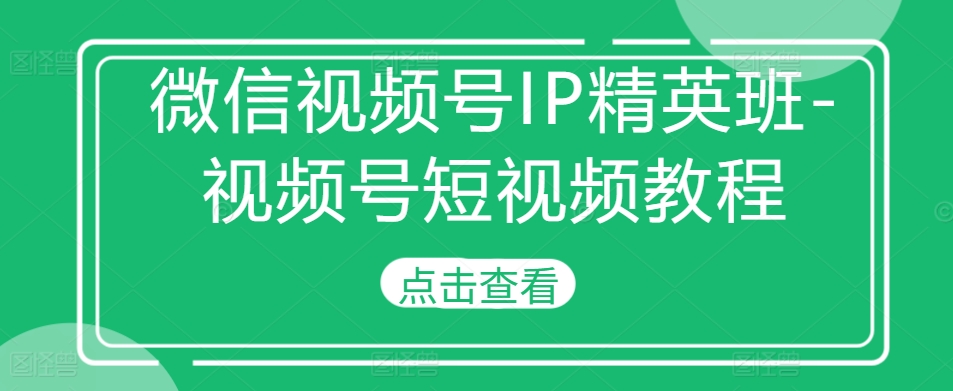 微信视频号IP精英班-视频号短视频教程-小艾项目网