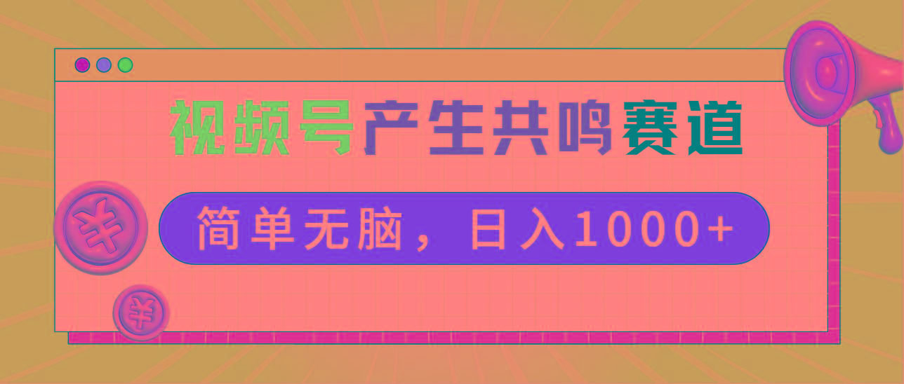 2024年视频号，产生共鸣赛道，简单无脑，一分钟一条视频，日入1000+-小艾项目网