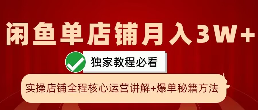 闲鱼单店铺月入3W+实操展示，爆单核心秘籍，一学就会【揭秘】-小艾项目网