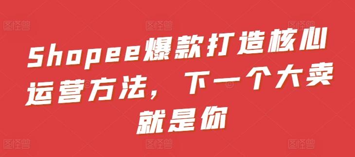 Shopee爆款打造核心运营方法，下一个大卖就是你-小艾项目网