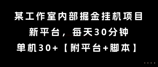 某工作室内部掘金挂G项目，新平台，每天30分钟，单机30+【揭秘】-小艾项目网