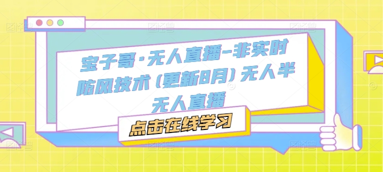 宝子哥·无人直播-非实时防风技术(更新11月)无人半无人直播-小艾项目网