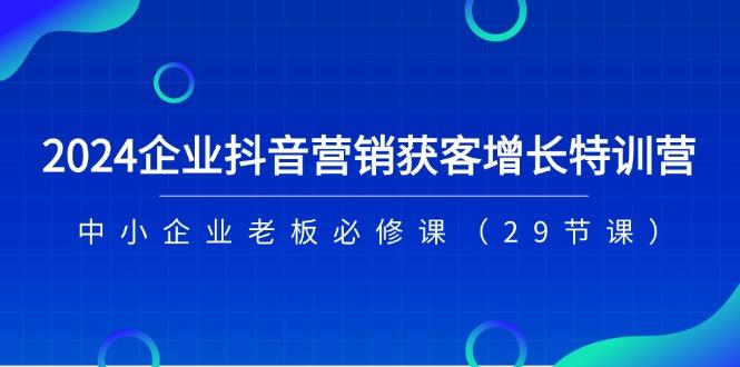 2024企业抖音-营销获客增长特训营，中小企业老板必修课(29节课-小艾项目网