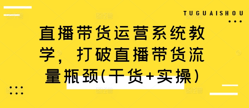 直播带货运营系统教学，打破直播带货流量瓶颈(干货+实操)-小艾项目网