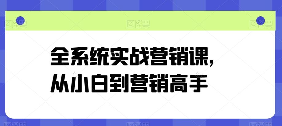 全系统实战营销课，从小白到营销高手-小艾项目网