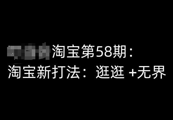 淘宝第58期培训课程，淘宝新打法：逛逛 +无界-小艾项目网