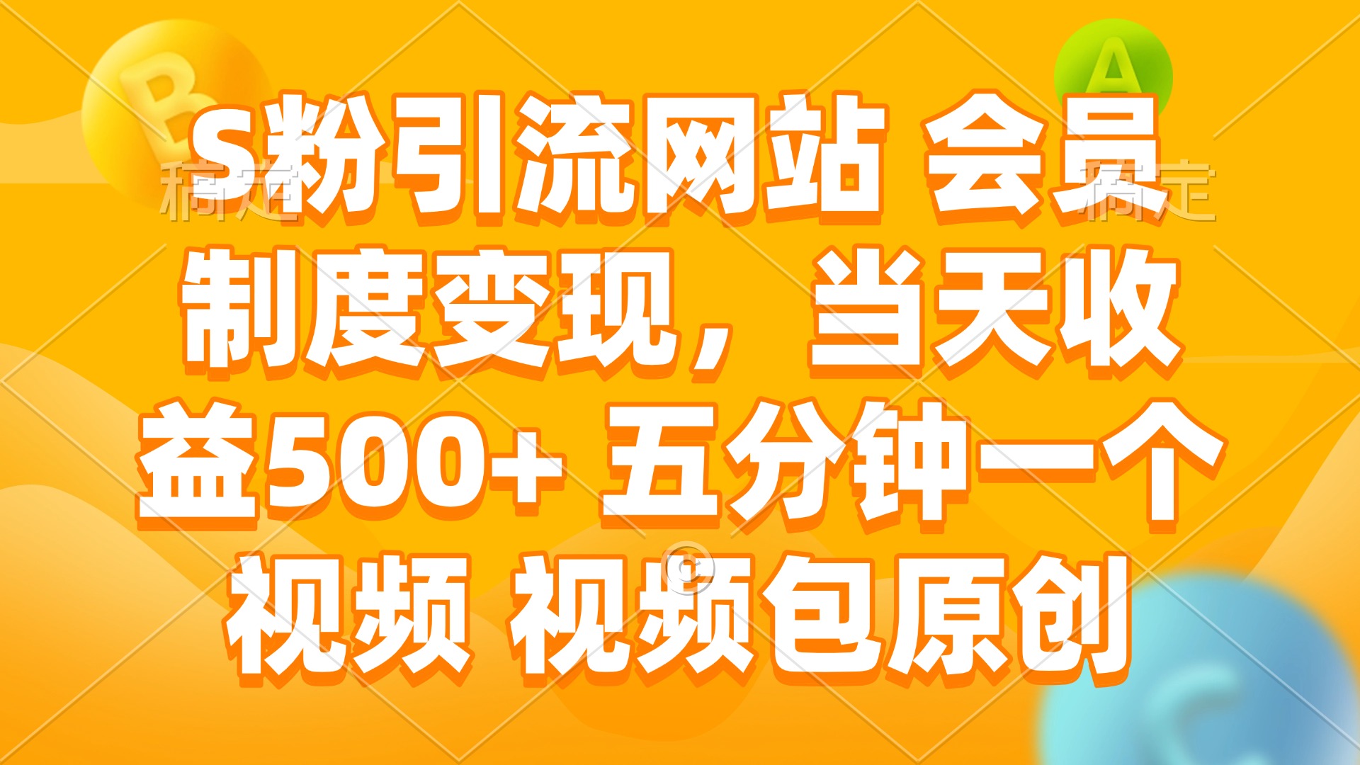 S粉引流网站 会员制度变现，当天收益500+ 五分钟一个视频 视频包原创-小艾项目网