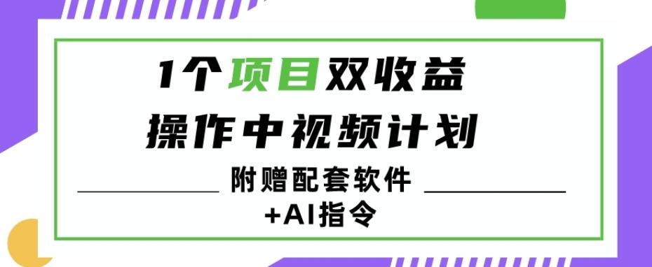 1个项目双收益？操作中视频计划1天最高3100+收益？（附赠配套软件+AI指令）-小艾项目网
