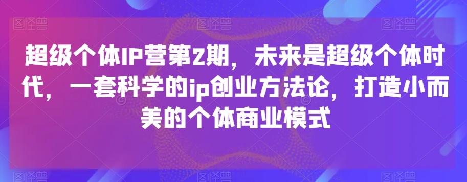 超级个体IP营第2期，未来是超级个体时代，一套科学的ip创业方法论，打造小而美的个体商业模式-小艾项目网