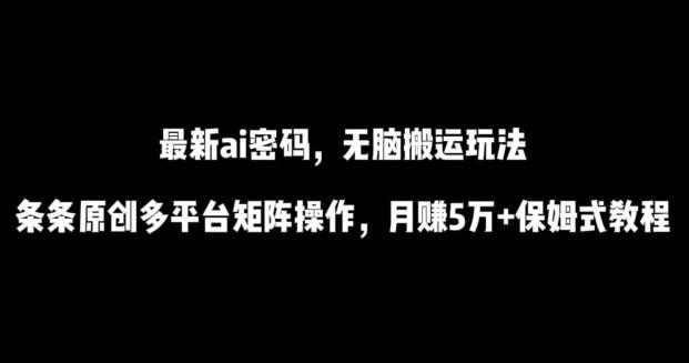 最新ai流量密码，傻瓜式搬运玩法，条条原创，多平台矩阵操作，月赚5万+保姆式教程【揭秘】-小艾项目网