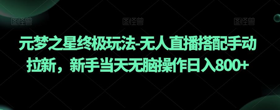 元梦之星终极玩法-无人直播搭配手动拉新，新手当天无脑操作日入800+【揭秘】-小艾项目网