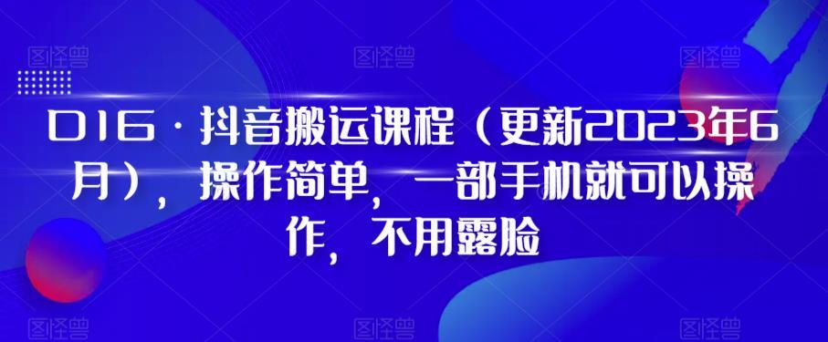 D1G·抖音搬运课程（更新2023年12月），操作简单，一部手机就可以操作，不用露脸-小艾项目网