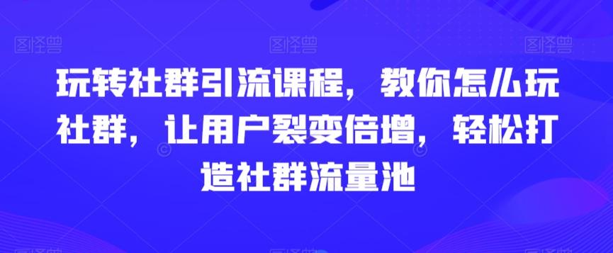 玩转社群引流课程，教你怎么玩社群，让用户裂变倍增，轻松打造社群流量池-小艾项目网