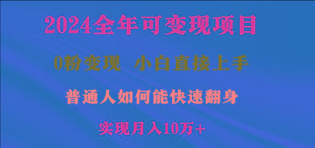 2024全年可变现项目，一天收益至少2000+，小白上手快，普通人就要利用互…-小艾项目网