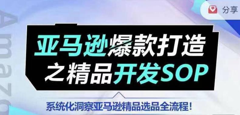 【训练营】亚马逊爆款打造之精品开发SOP，系统化洞察亚马逊精品选品全流程-小艾项目网