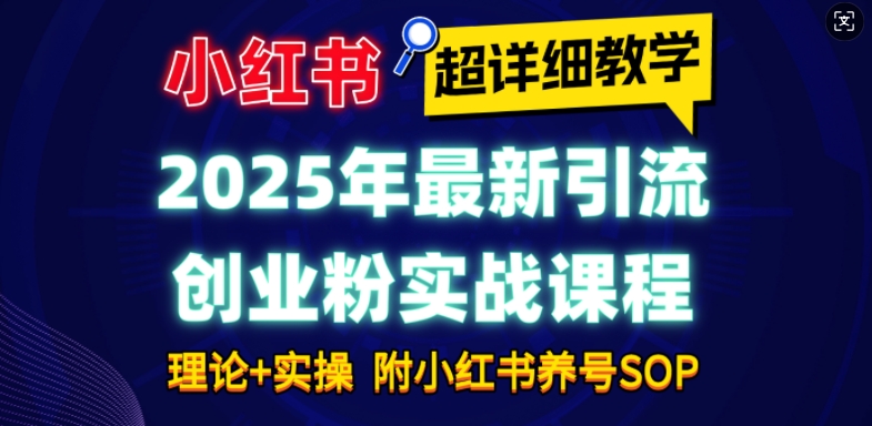 2025年最新小红书引流创业粉实战课程【超详细教学】小白轻松上手，月入1W+，附小红书养号SOP-小艾项目网