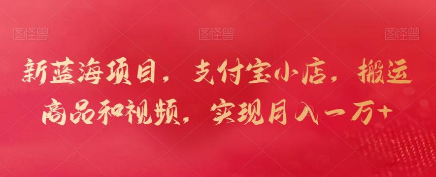 新蓝海项目，支付宝小店，搬运商品和视频，实现月入一万+【揭秘】-小艾项目网