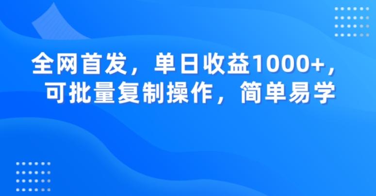 全网首发，单日收益1000+，可批量复制操作，简单易学【揭秘】-小艾项目网