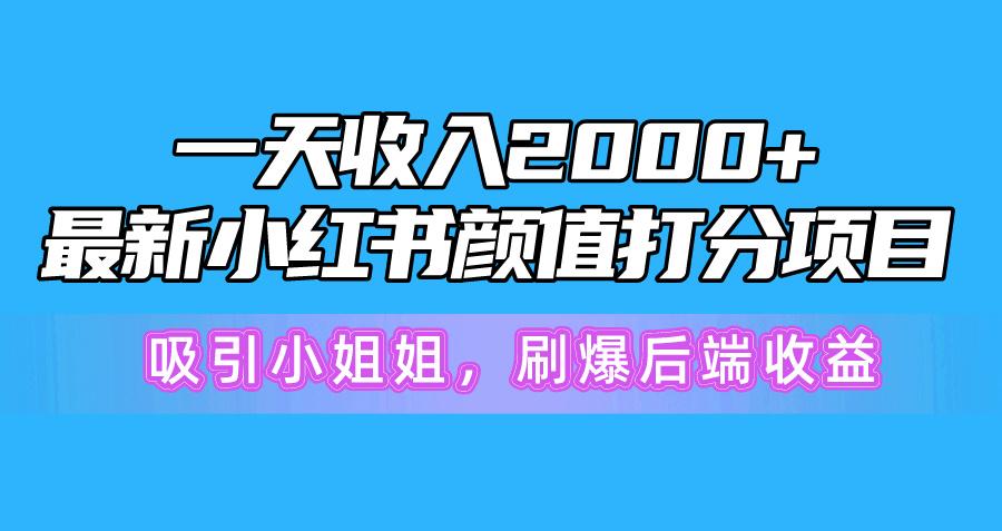 一天收入2000+，最新小红书颜值打分项目，吸引小姐姐，刷爆后端收益-小艾项目网