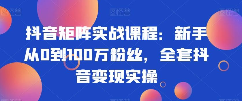 抖音矩阵实战课程：新手从0到100万粉丝，全套抖音变现实操-小艾项目网