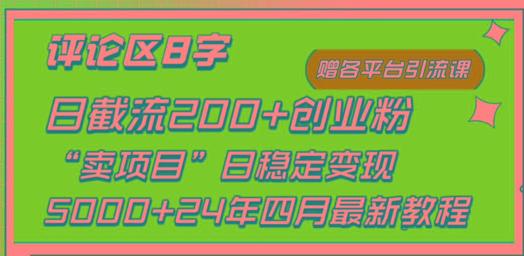 (9851期)评论区8字日载流200+创业粉  日稳定变现5000+24年四月最新教程！-小艾项目网