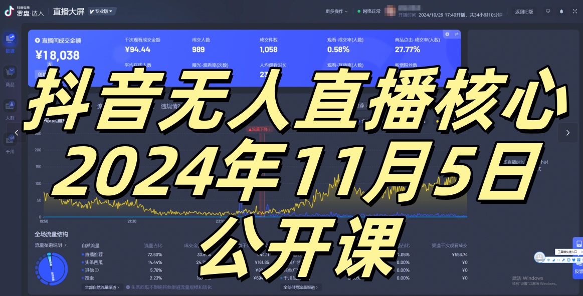 抖音无人直播核心公开课，咸鱼翻身小白可做带有睡后收入月入过万太简单【揭秘】-小艾项目网