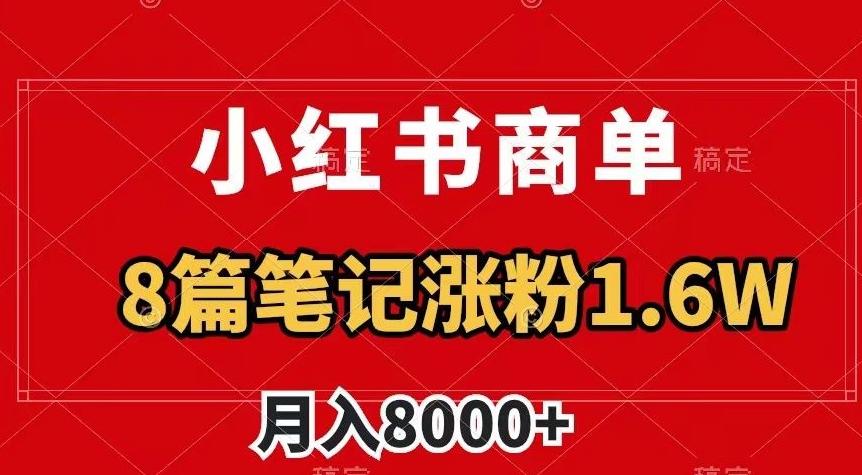小红书商单最新玩法，8篇笔记涨粉1.6w，作品制作简单，月入8000+【揭秘】-小艾项目网