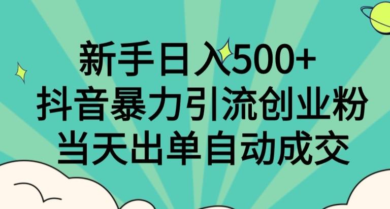 新手日入500+，抖音暴力引流创业粉，当天出单自动成交-小艾项目网
