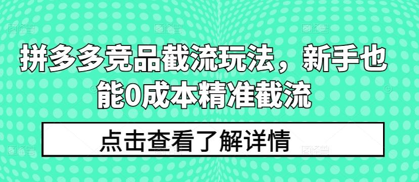 拼多多竞品截流玩法，新手也能0成本精准截流-小艾项目网