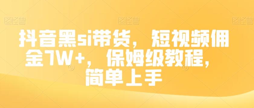 抖音黑si带货，短视频佣金7W+，保姆级教程，简单上手【揭秘】-小艾项目网