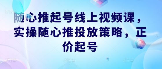 随心推起号线上视频课，实操随心推投放策略，正价起号-小艾项目网