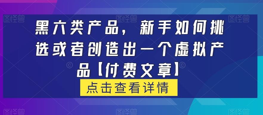 黑六类虚拟产品，新手如何挑选或者创造出一个虚拟产品【付费文章】-小艾项目网