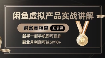 精品！闲鱼虚拟产品实战讲解，新手一部手机即可操作，副业月利润可达5k+-小艾项目网