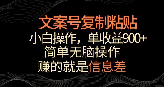 文案号掘金，简单复制粘贴，小白操作，单作品收益900+【揭秘】-小艾项目网
