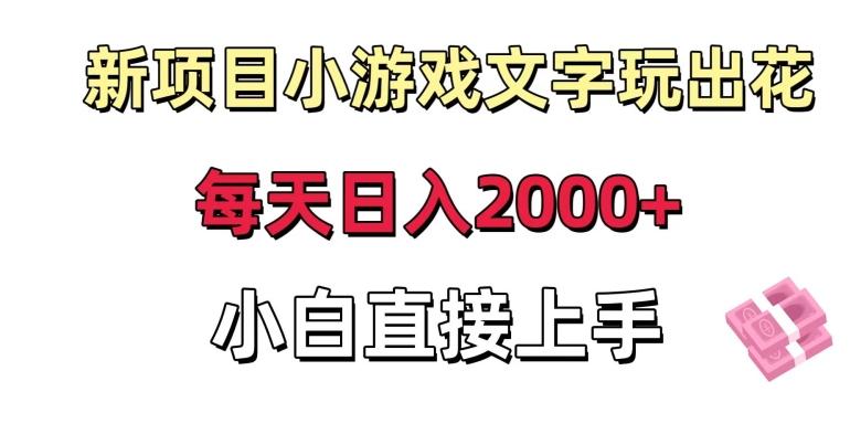 新项目小游戏文字玩出花日入2000+，每天只需一小时，小白直接上手【揭秘】-小艾项目网