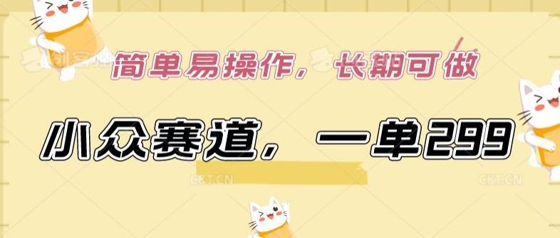 小众赛道，一单299.简单易操作，长期可做【揭秘】-小艾项目网