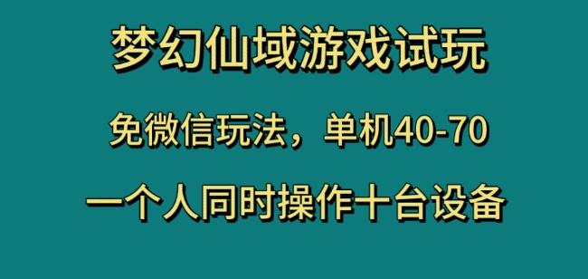 梦幻仙域游戏试玩，免微信玩法，单机40-70，一个人同时操作十台设备【揭秘】-小艾项目网