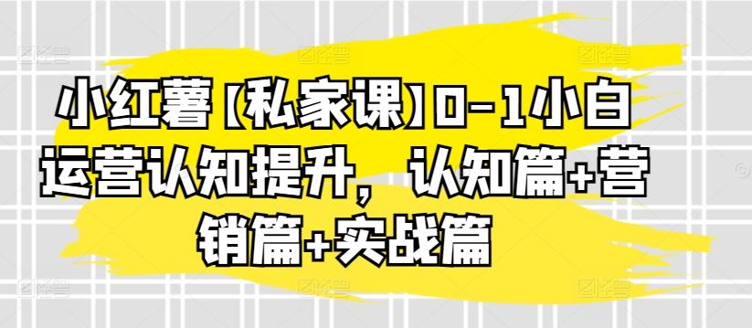 小红薯【私家课】0-1小白运营认知提升，认知篇+营销篇+实战篇-小艾项目网