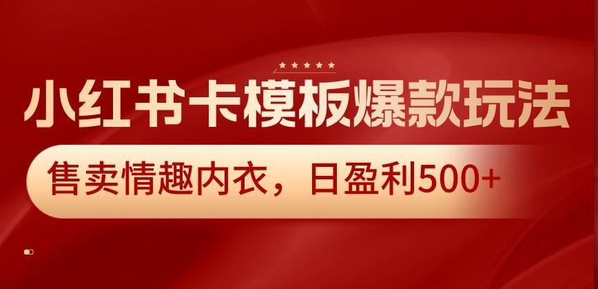 小红书卡模板爆款玩法，售卖情趣内衣，日盈利500+【揭秘】-小艾项目网