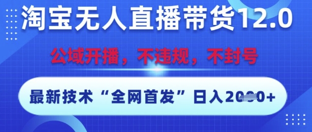 淘宝无人直播带货12.0，最新技术，不封号，不违规，操作简单，开播爆单，日入多张【揭秘】-小艾项目网