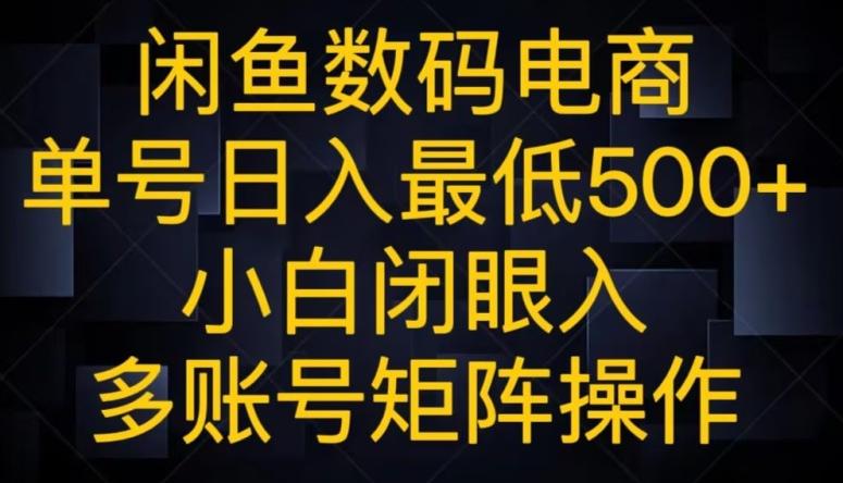闲鱼数码电商，单号日入最低500+，小白闭眼入，多账号矩阵操作-小艾项目网